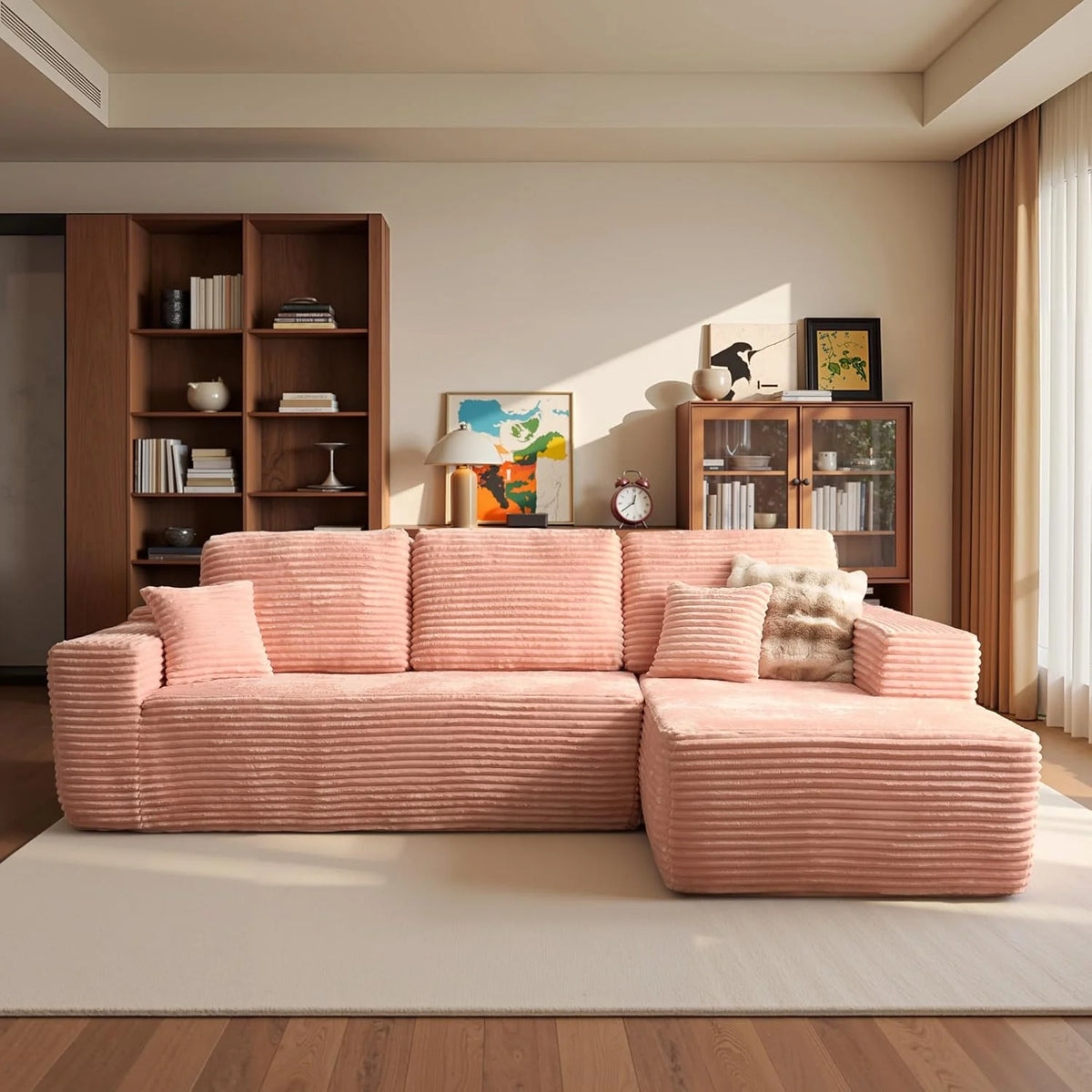 Ovios 104" Cloud Section Sofa L-shaped lounge chair, modern modular sofa