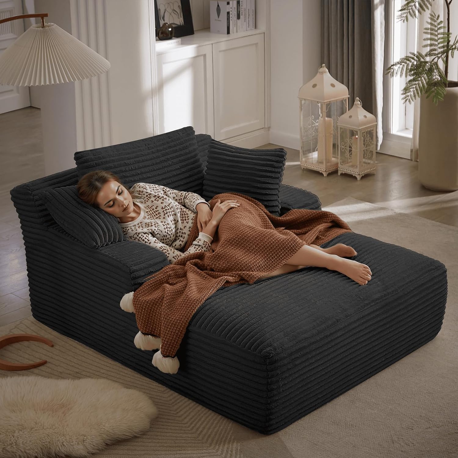 50-inch indoor recliner oversized corduroy upholstered boneless sofa bed deep sleeper sofa