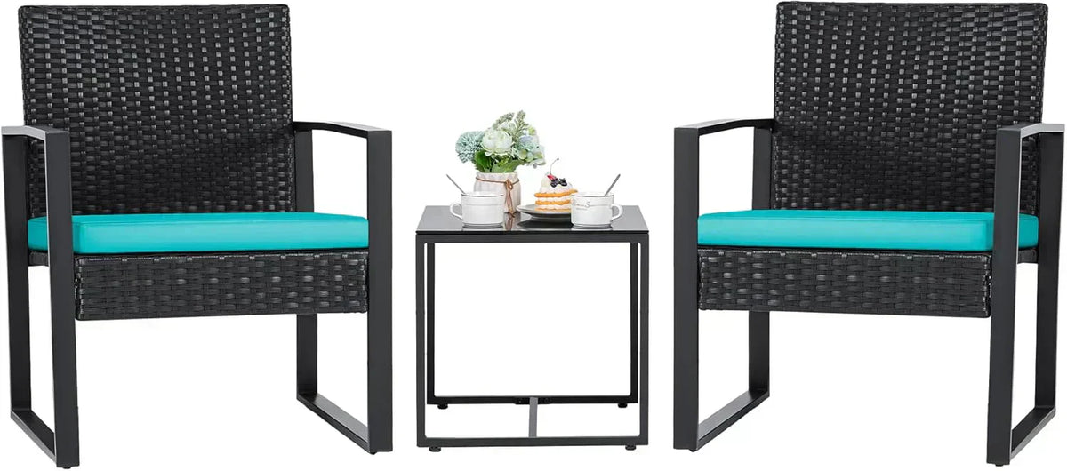 Flamaker 3 Pieces Patio Set Outdoor Wicker Furniture Sets Modern Rattan Chair Conversation Sets