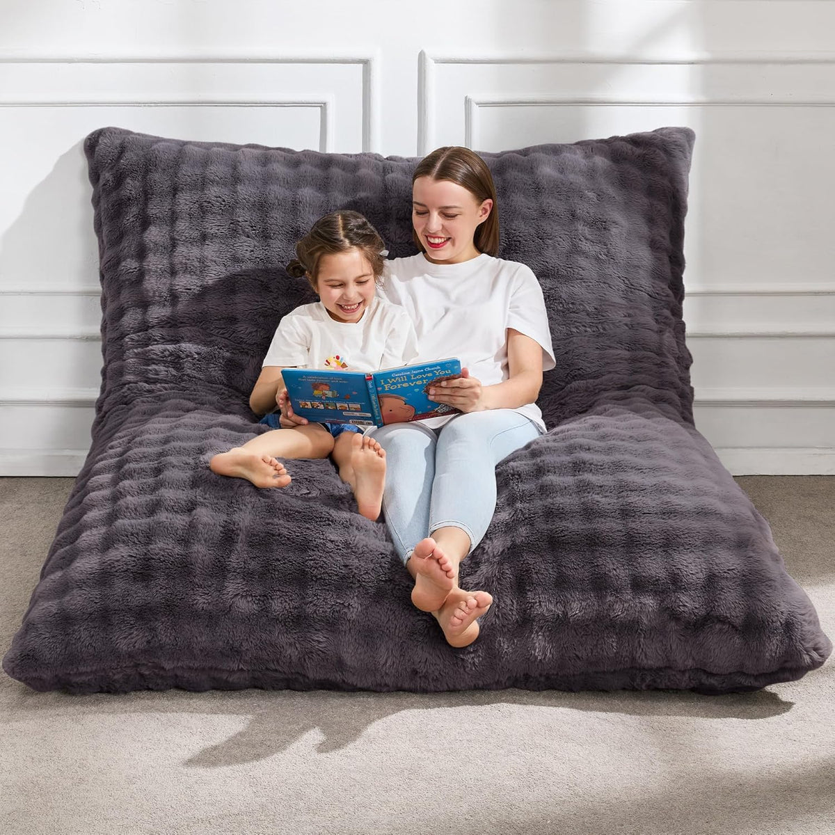 Hobestluk 3 in 1 Bean Bag Chair Giant Bean Bag Chairs Convertible Bean Bag Floor Cushion