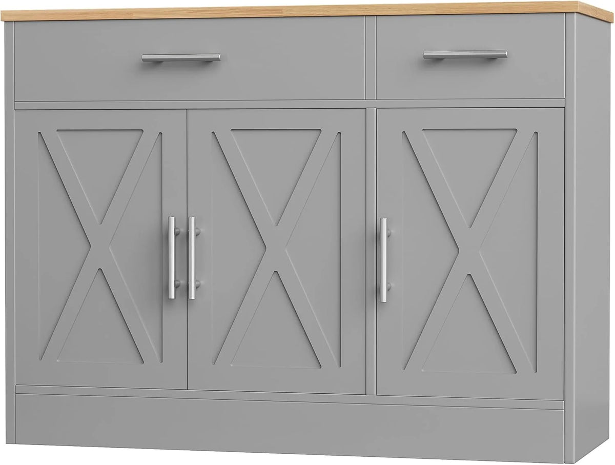 Shintenchi Modern Farmhouse Sideboard Buffet Cabinet with Storage with 3 Doors