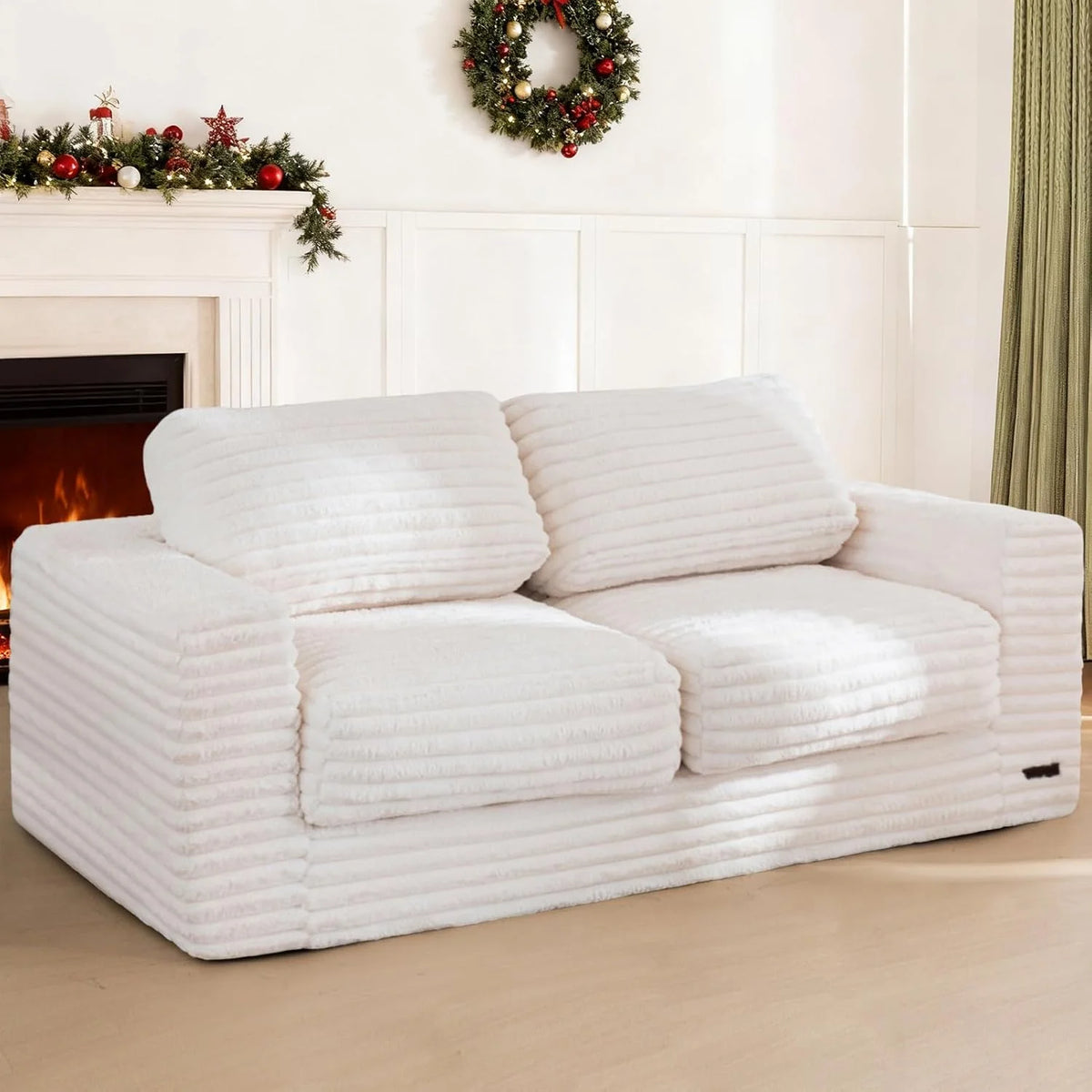 MAXYOYO Bean Bag Chair Two-seat Bean Bag Sofa with Pillows Upholstered Loveseat Floor Sofa