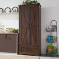 JXQTLINGMU Farmhouse Kitchen Pantry 72" Tall Wood Kitchen Storage Cabinet Adjustable Shelves