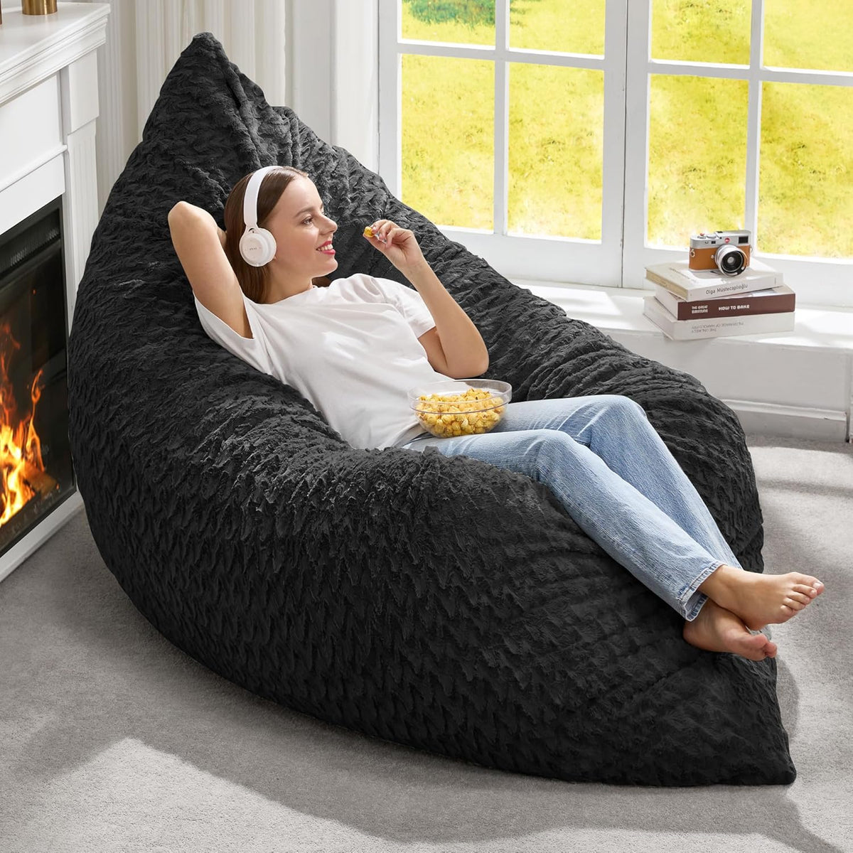 Hobestluk 3 in 1 Bean Bag Chair Giant Bean Bag Chairs Convertible Bean Bag Floor Cushion