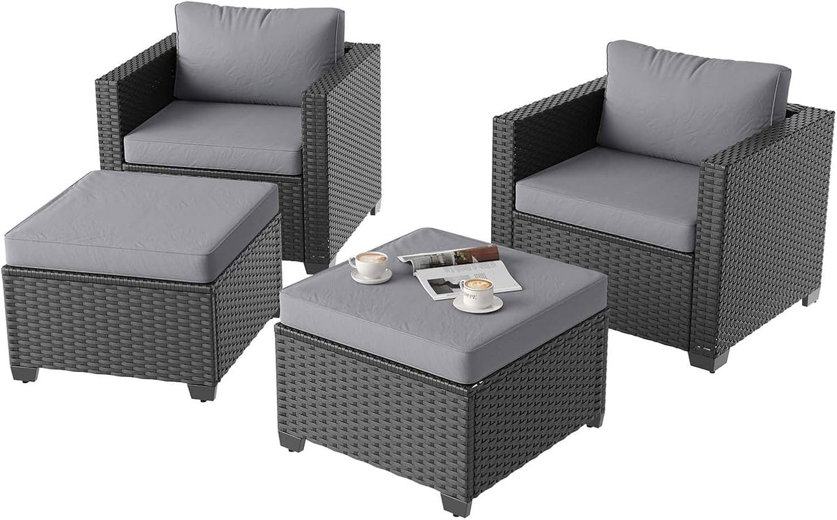 Aoxun 8 Piece Outdoor Patio Furniture Set 7 Seats, Outdoor Sectional with Thick Waterproof Cushions & Storage Coffee Table, Patio Conversation Sets for Garden,Backyard, Porch, Balcony, Deck, Beige