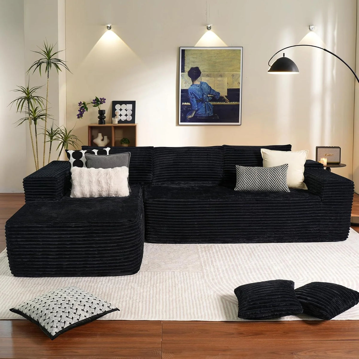 Ovios 104" Cloud Section Sofa L-shaped lounge chair, modern modular sofa