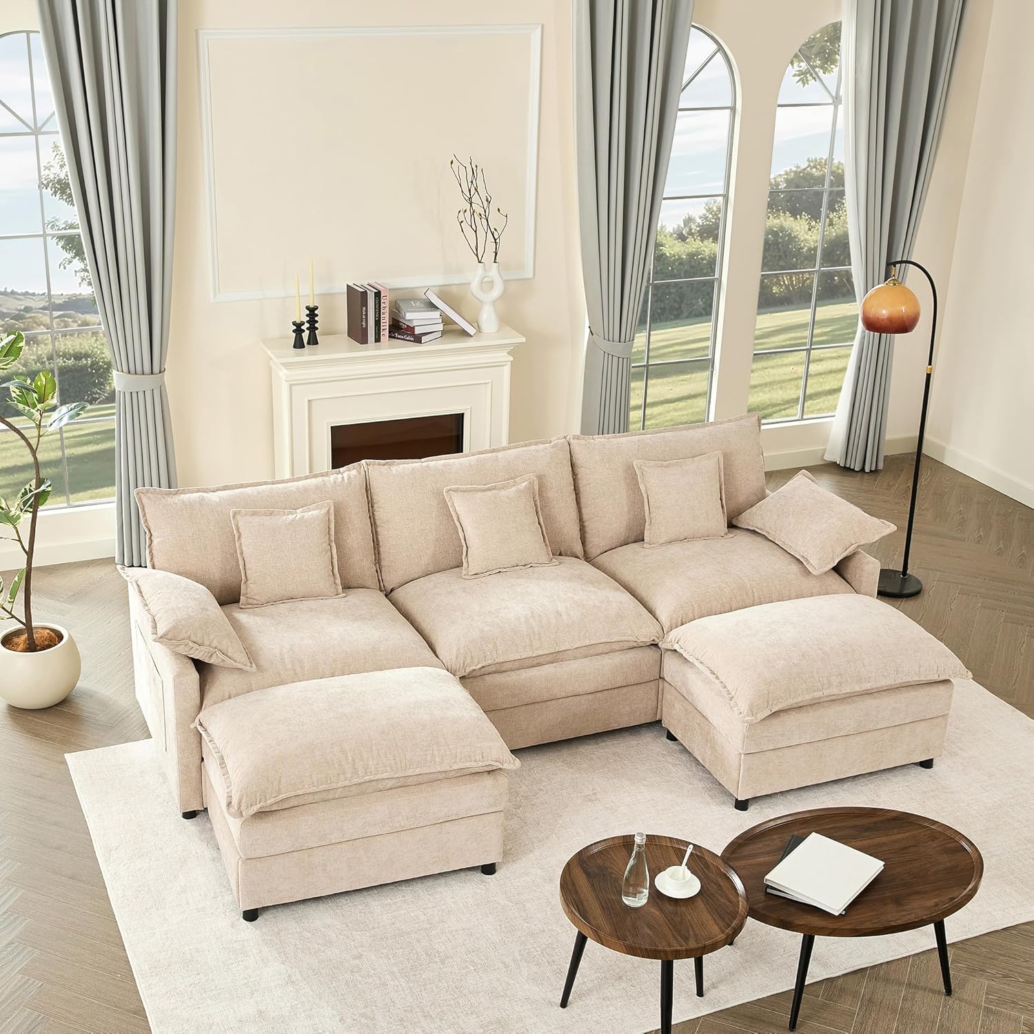 108" U-shaped sofa modular sofa three-seater comfortable cloud sofa