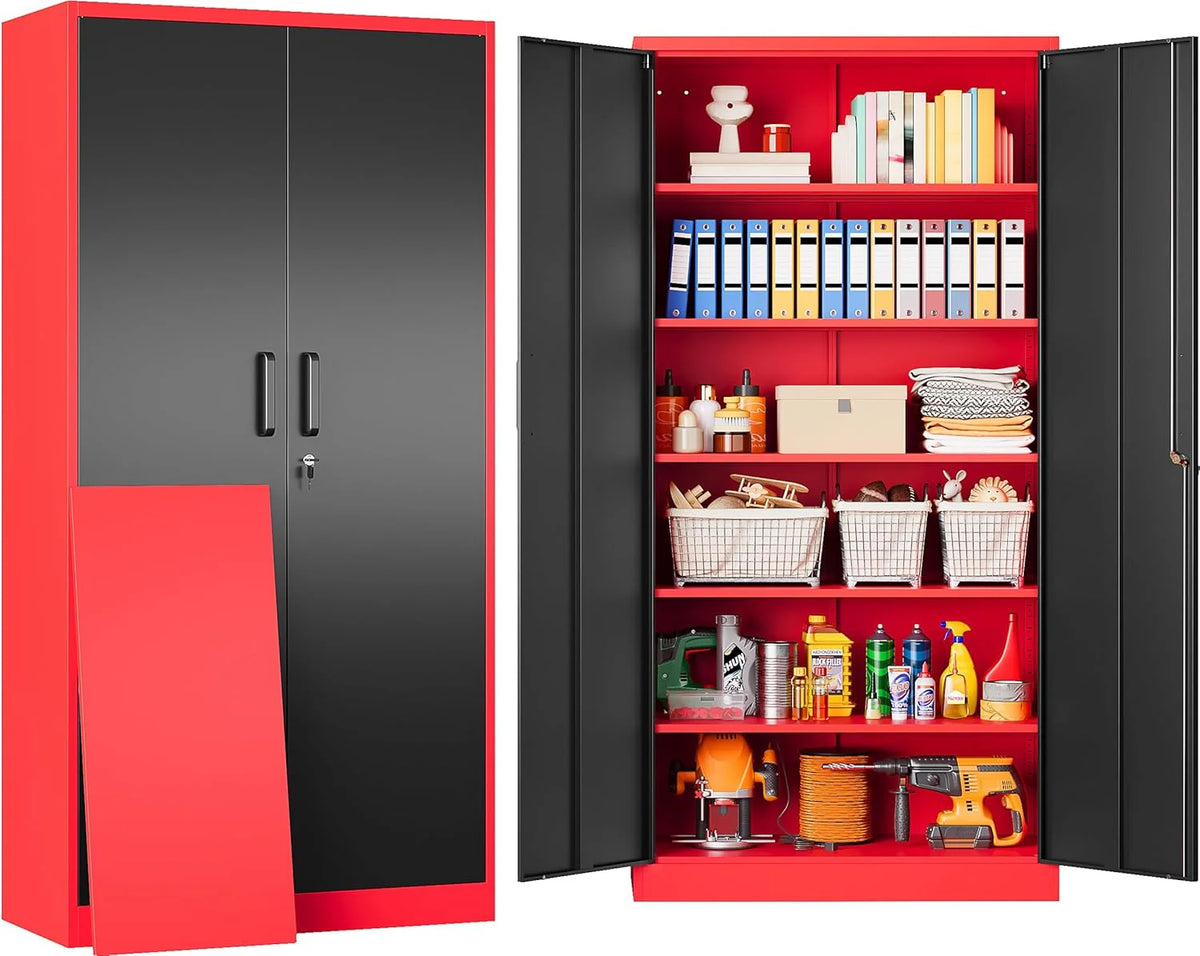 SISESOL Wide & Deep Metal Storage Cabinet with 2 Doors and 6 Shelves,72x36x18
