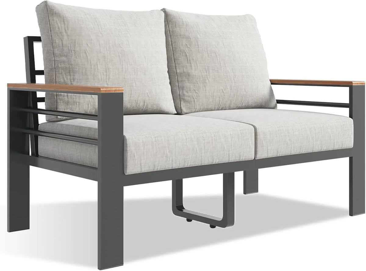 Aoxun Aluminum Patio Furniture Set 7 Seats, Oversized Outdoor Sectional with Washable Thick Cushions, Coffee Table and Waterproof Cover, Patio Conversation Sets for Porch, Balcony, Deck