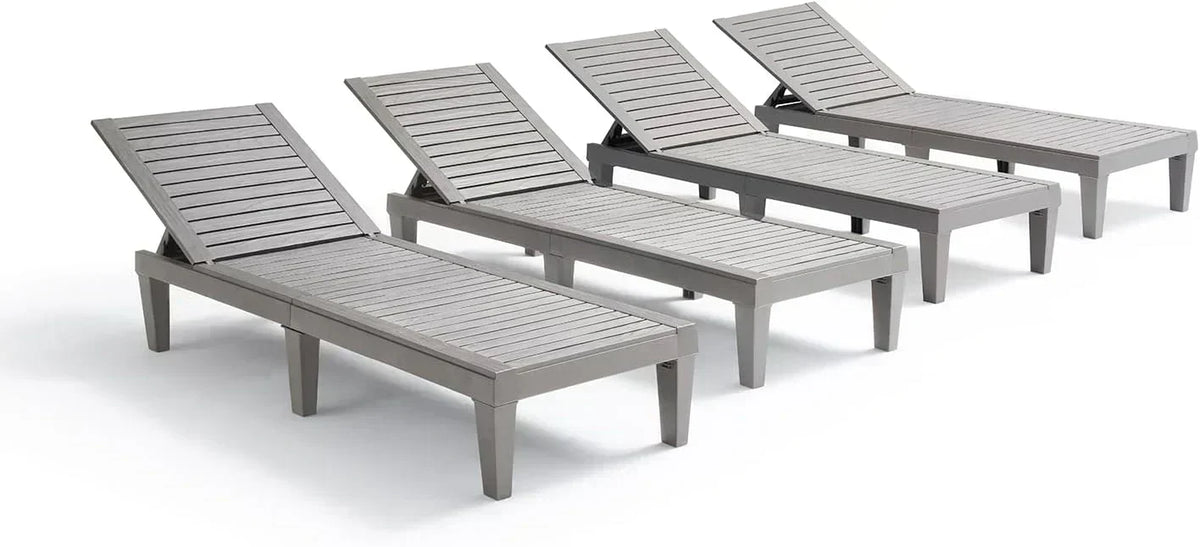 Patio Chairs Black Chaise Lounge Chair Outdoor 5-Position Adjustable Sun Tanning Chair