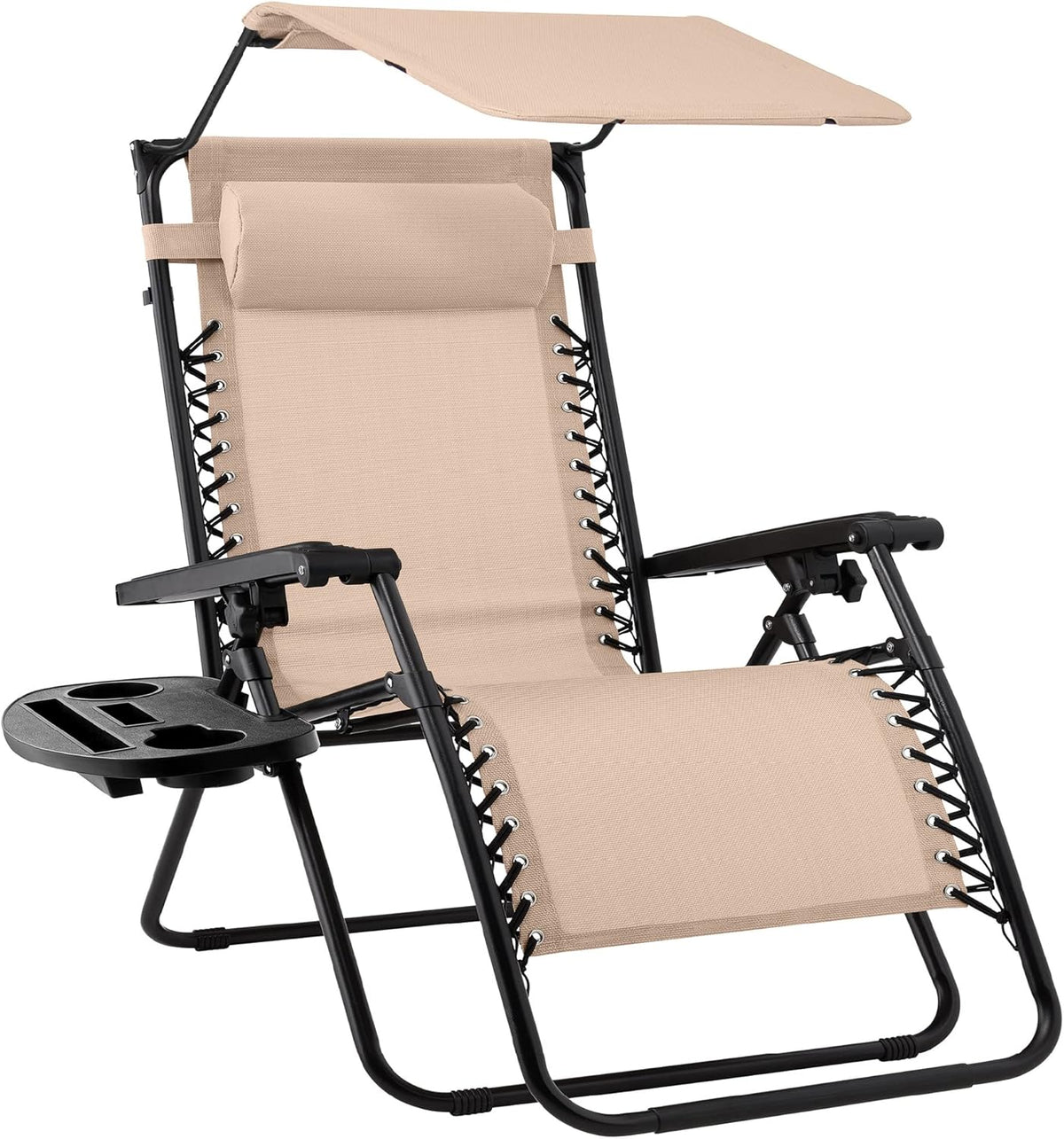 Best Choice Products Folding Zero Gravity Recliner Patio Lounge Chair Adjustable Canopy Shade