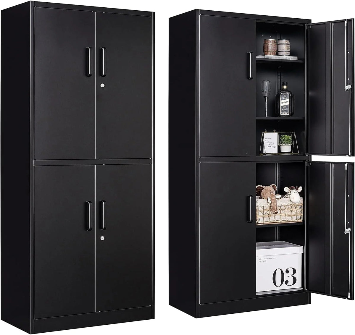 SISESOL Wide & Deep Metal Storage Cabinet with 2 Doors and 6 Shelves,72x36x18