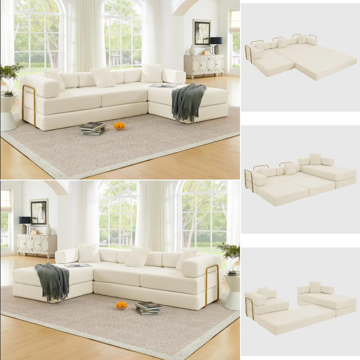 HANXIN 78 Inch Convertible Sleeper Sofa Bed, Folding Floor Mattress Couch