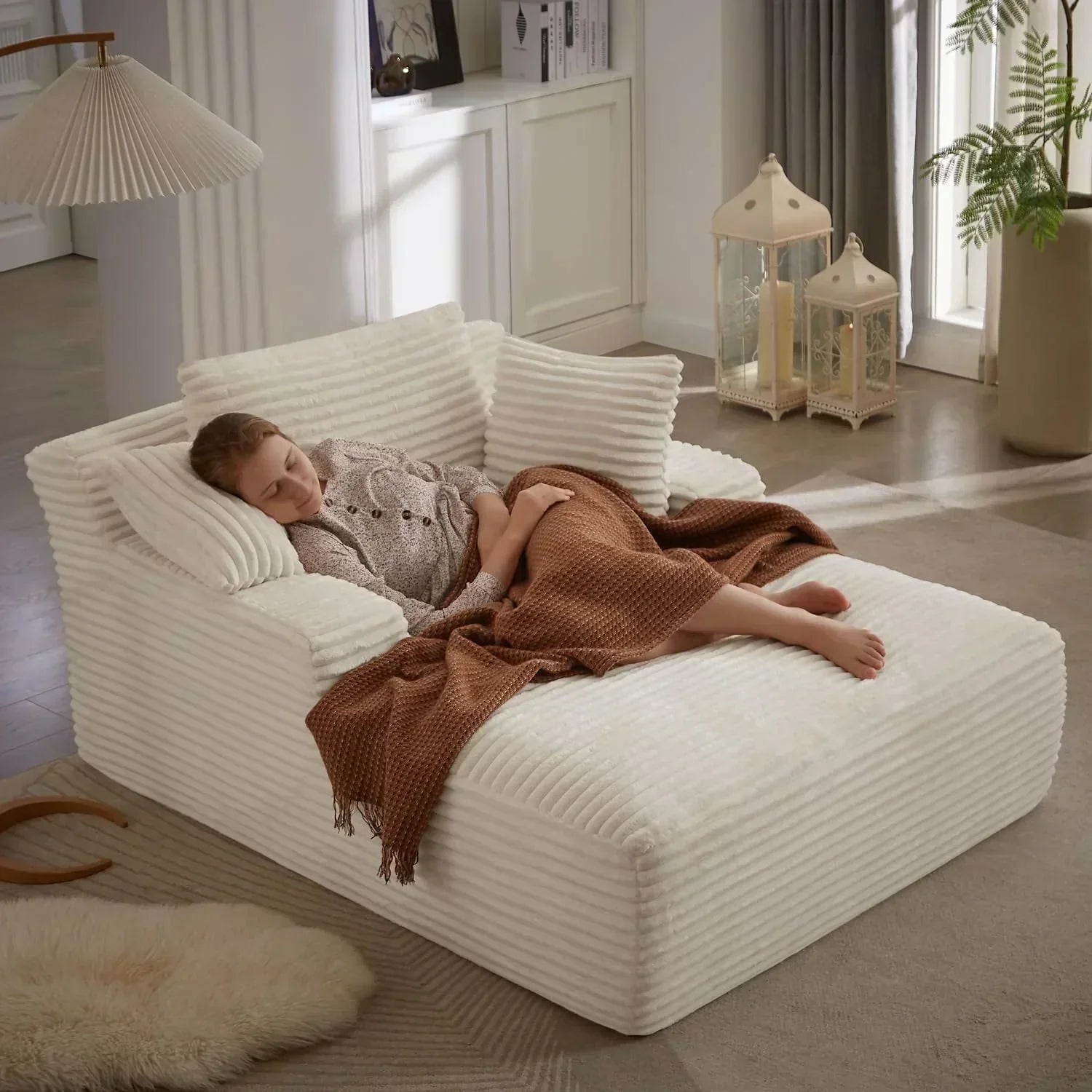 50-inch indoor recliner oversized corduroy upholstered boneless sofa bed deep sleeper sofa
