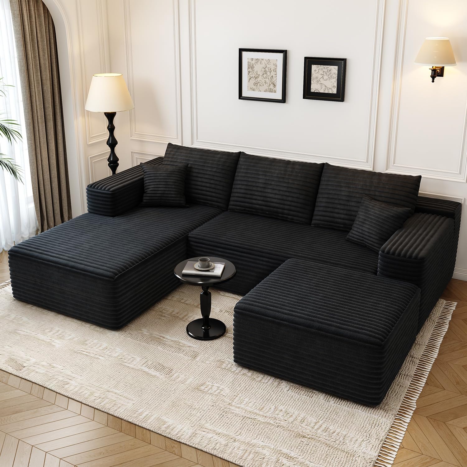 107.5" Cloud Modular Sectional Sofa Couch with L-Shape Chaise,Modern Minimalist Upholstered Couches