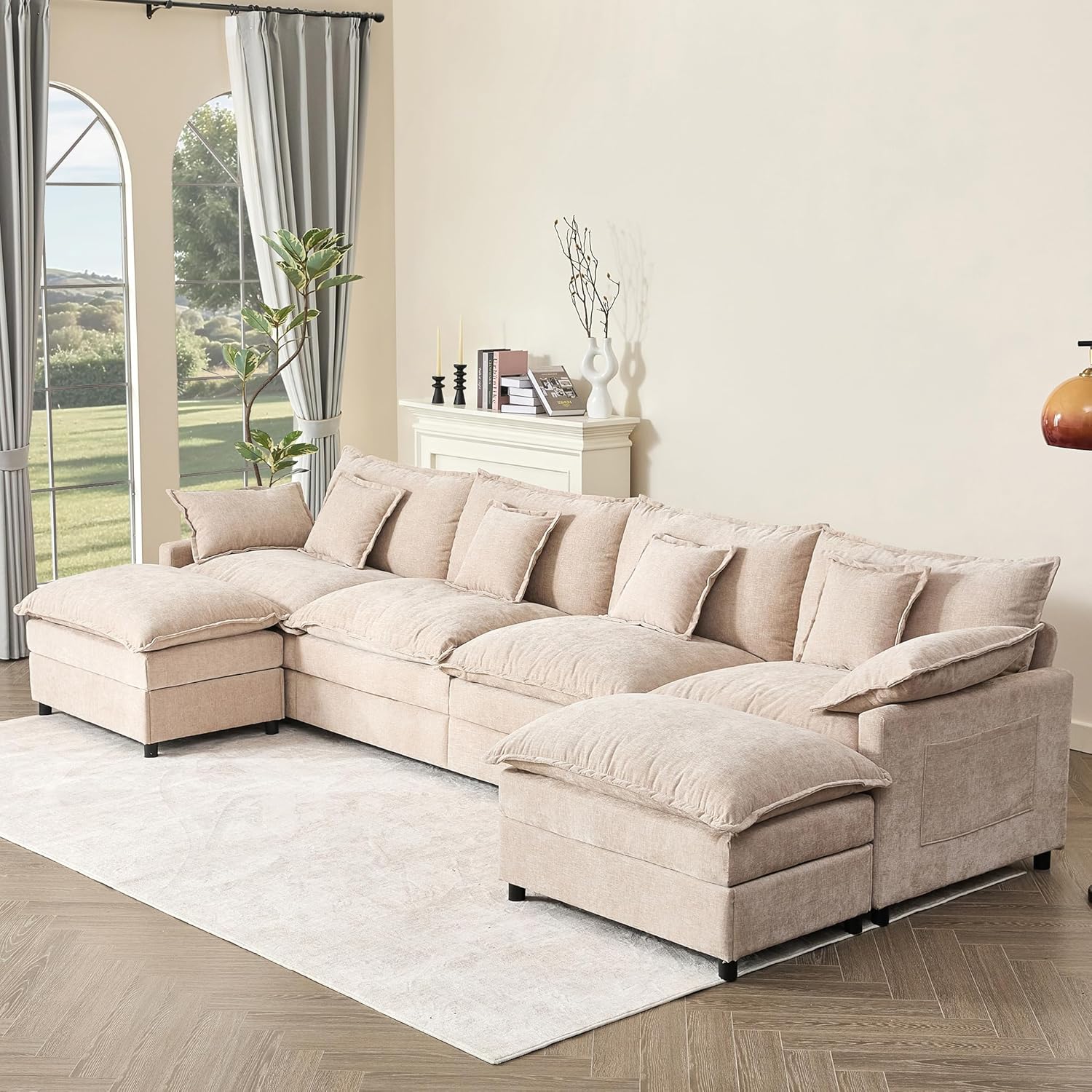 108 Inch U Shape Sofa Sectional Sofa Comfortable Cloud Sofa Living Room Deep Seat Sofa