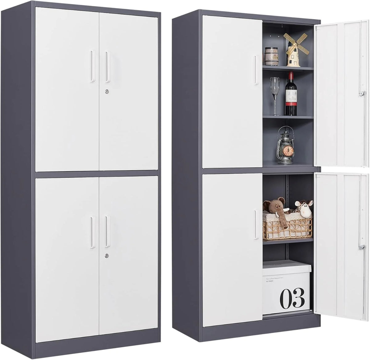 SISESOL Wide & Deep Metal Storage Cabinet with 2 Doors and 6 Shelves,72x36x18
