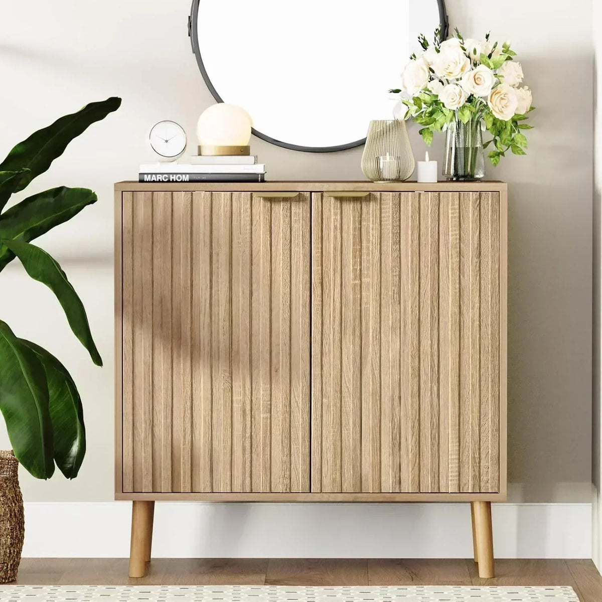 Free Standing Cabinet Black Wood for Living Room Bedroom Dining Room Hallway