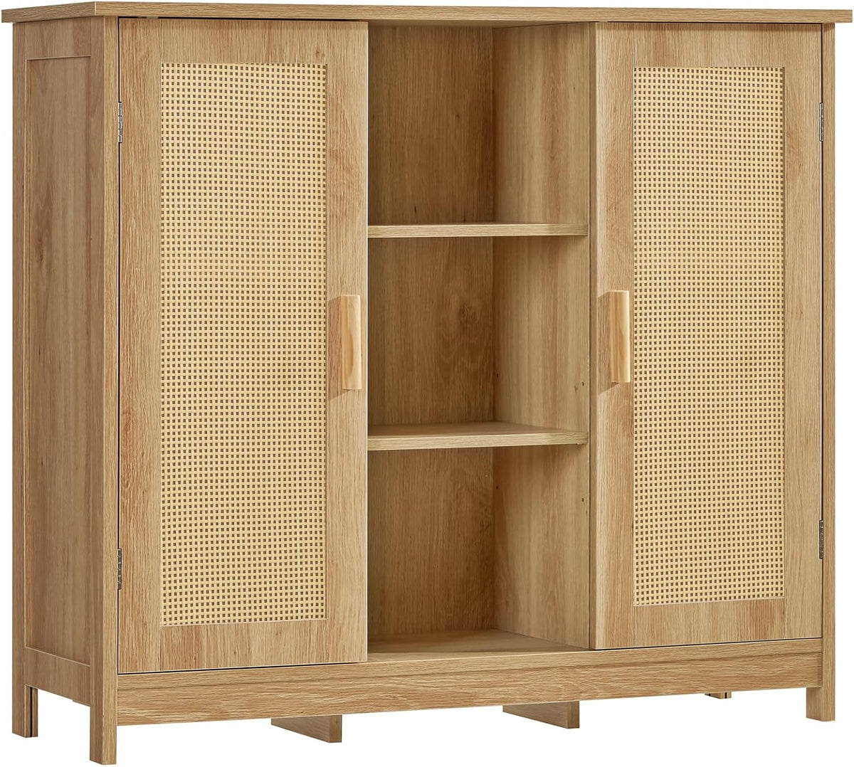 Iwell Storage Cabinet with 2 Drawers & Adjustable Shelves, Cupboard, Floor Cabinet
