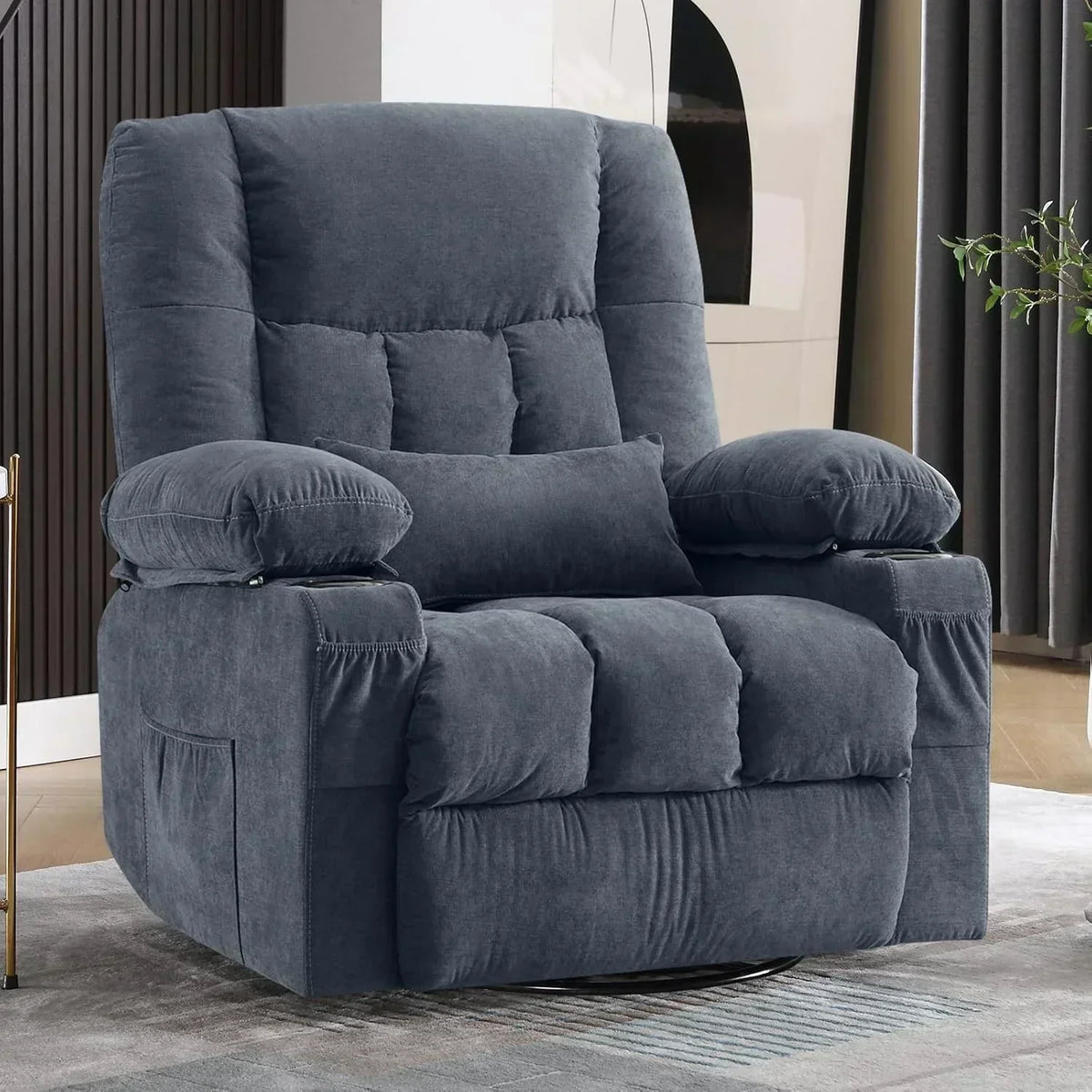 Massage rotating rocking lounge chair with vibration massage and calorie metering functions