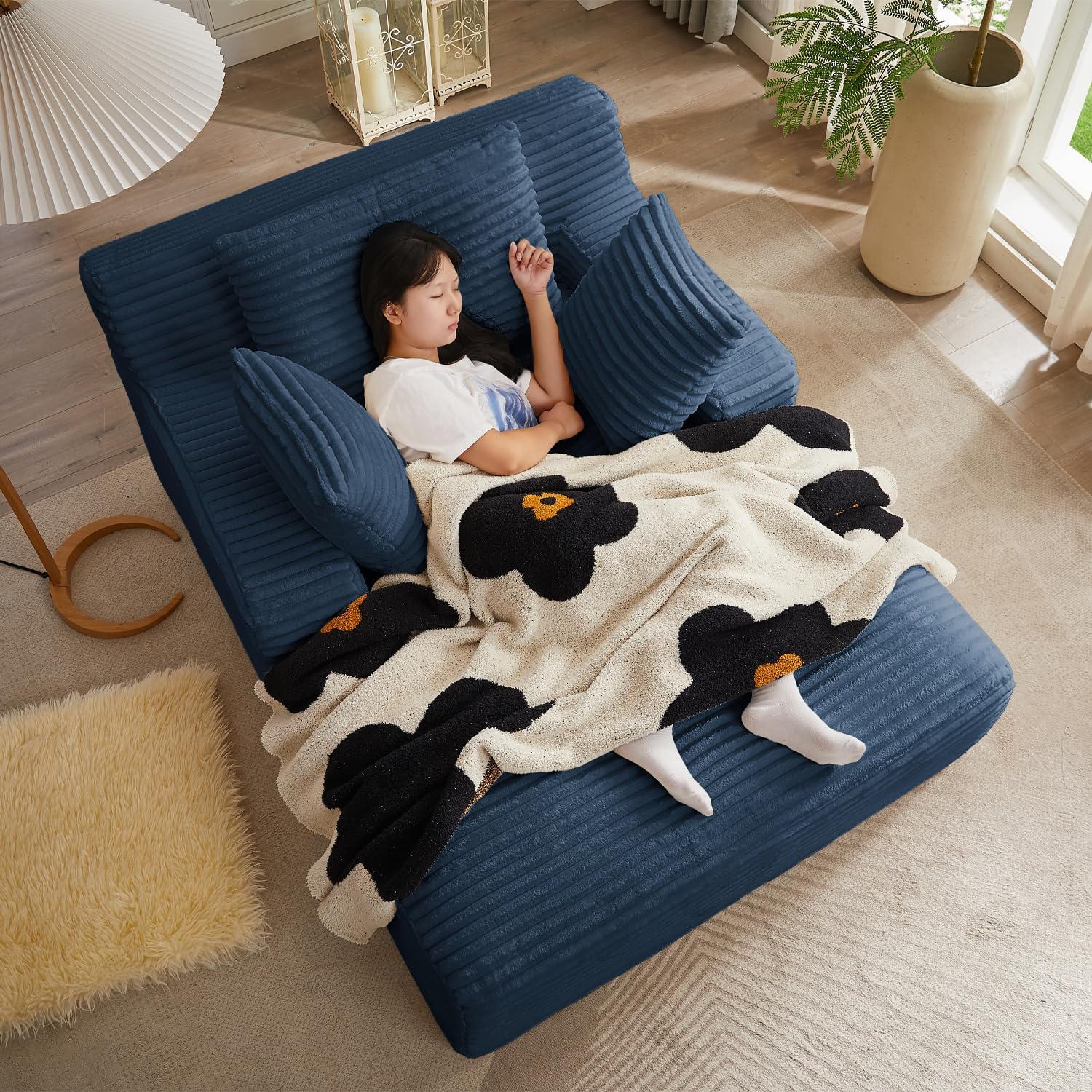 50-inch indoor recliner oversized corduroy upholstered boneless sofa bed deep sleeper sofa