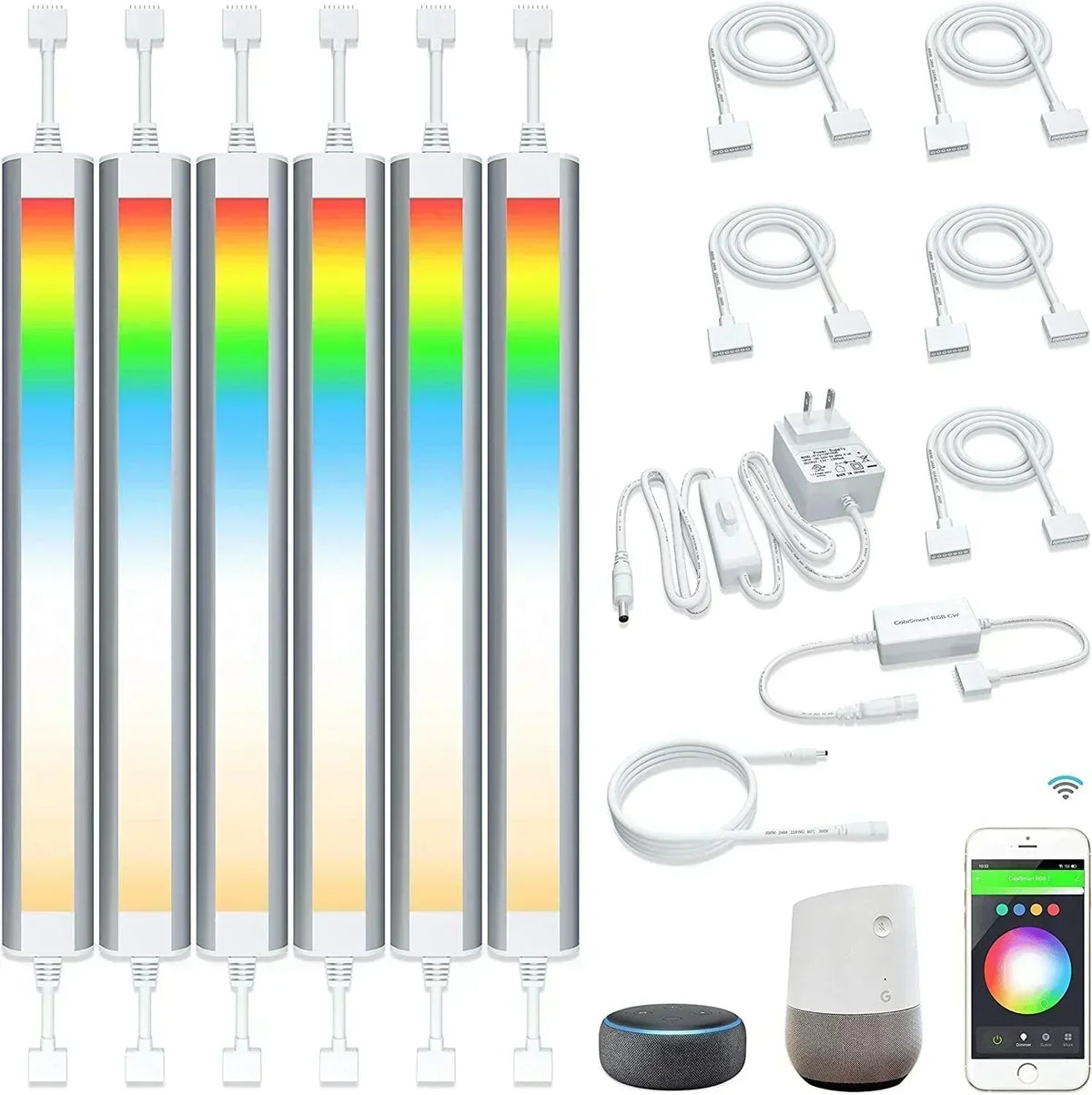 Smart under-cabinet lighting strip white and color-changing dimmable