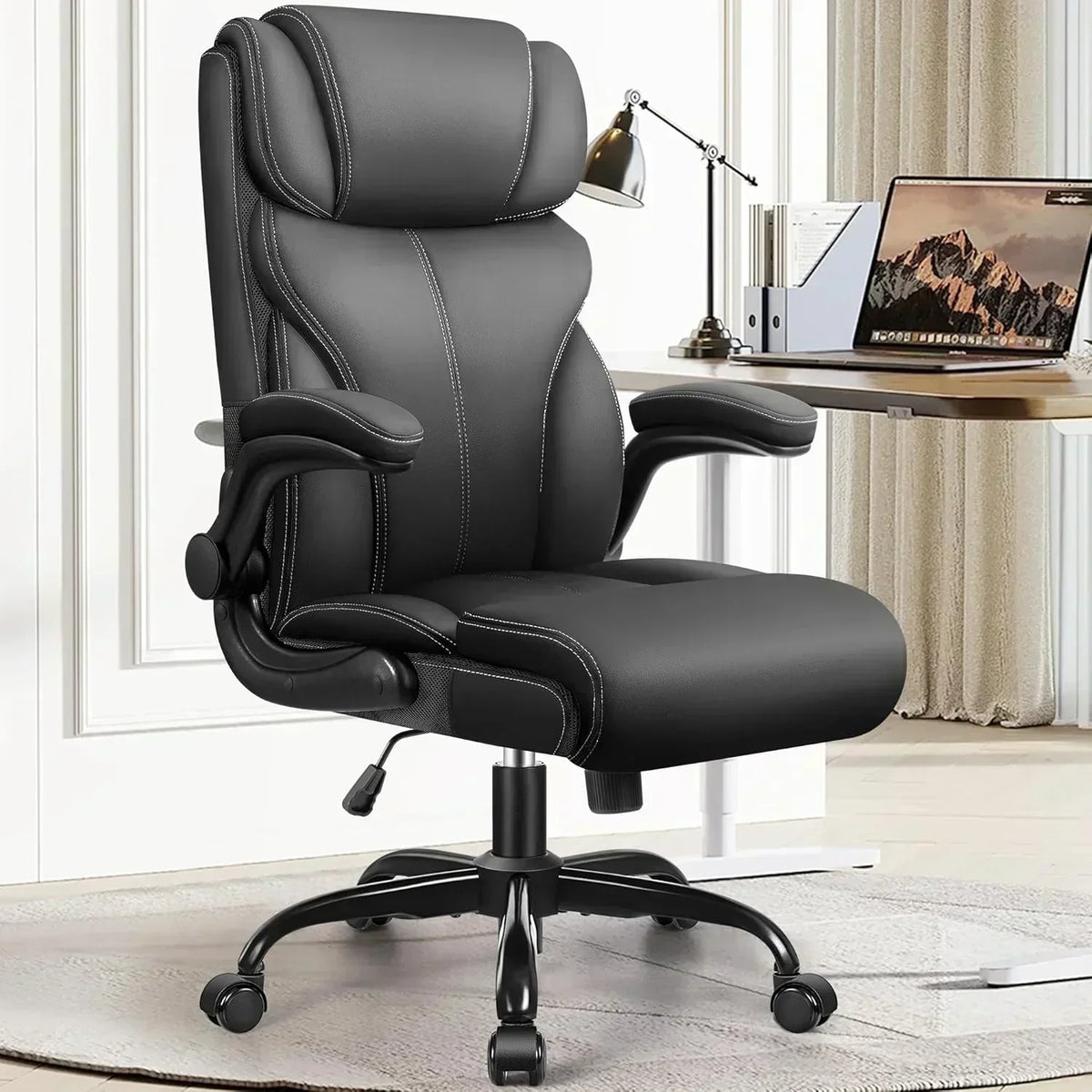 Office Chair Large High-Foot Computer Desk Chair Chair Lumbar Support Rotating Computer Chair