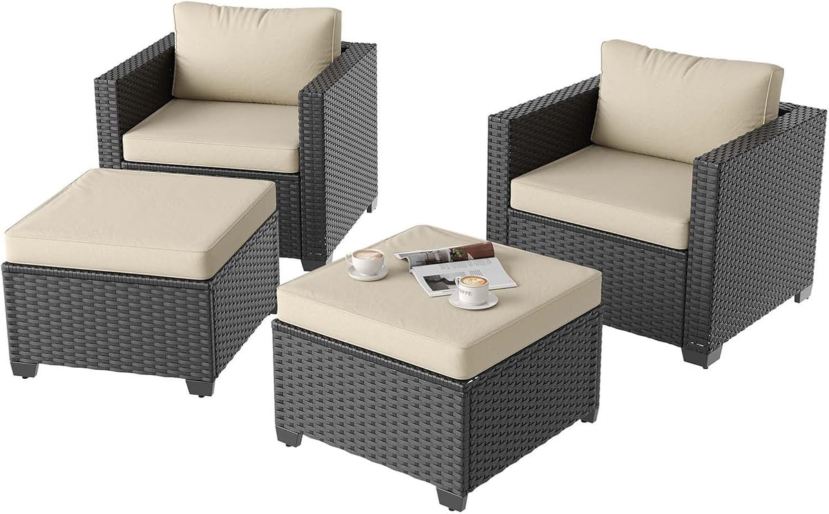 Aoxun 8 Piece Outdoor Patio Furniture Set 7 Seats, Outdoor Sectional with Thick Waterproof Cushions & Storage Coffee Table, Patio Conversation Sets for Garden,Backyard, Porch, Balcony, Deck, Beige