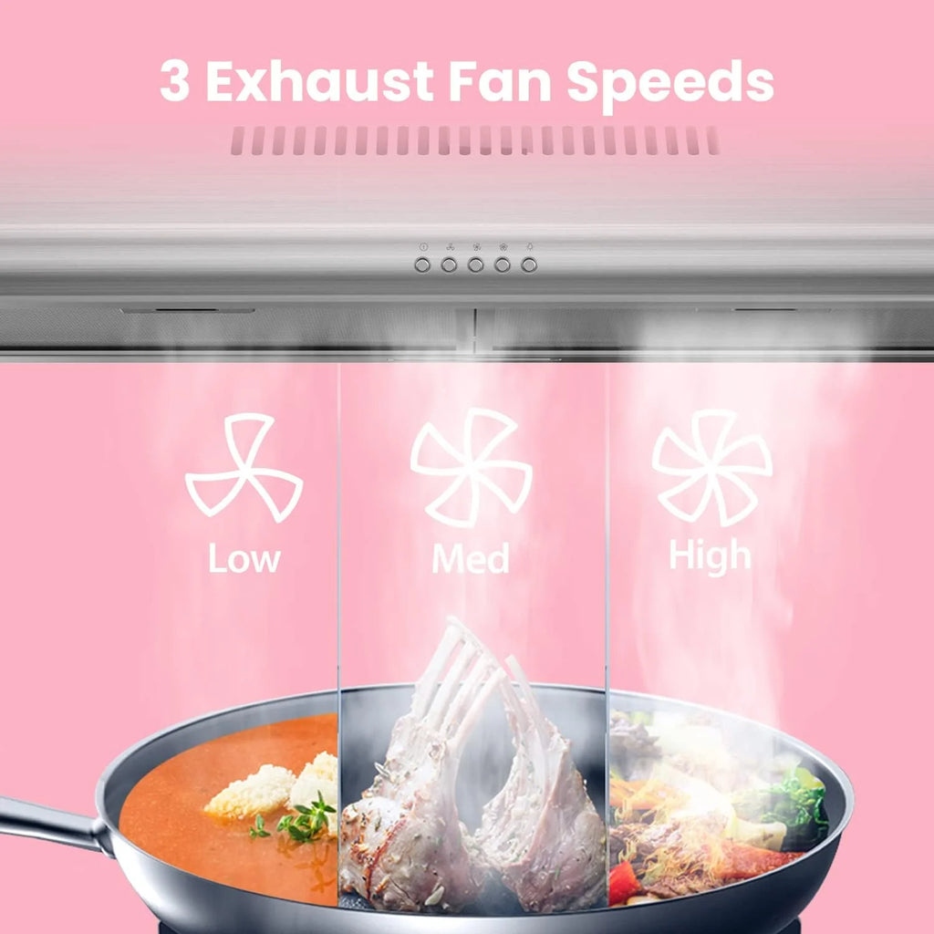 Comfee 30" Under Cabinet Ducted/Ductless Convertible Slim Vent Durable Stainless Steel Kitchen Reusable Filter