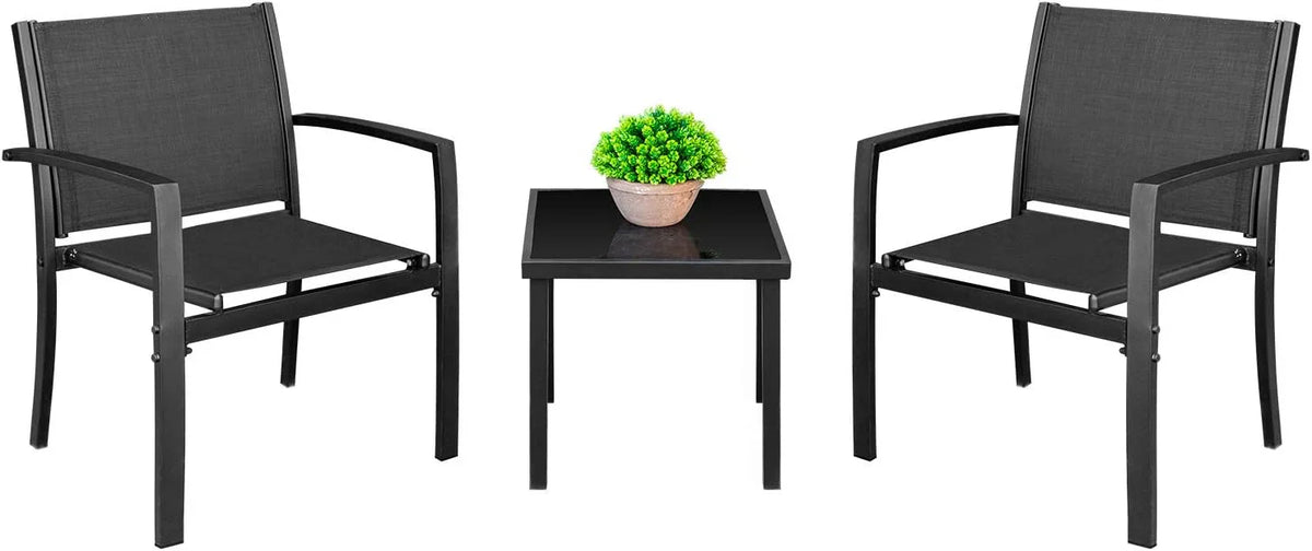 Homall Patio Dining Set 7 Pieces Outdoor Furniture Table and 6 Textilene Chairs Light Grey
