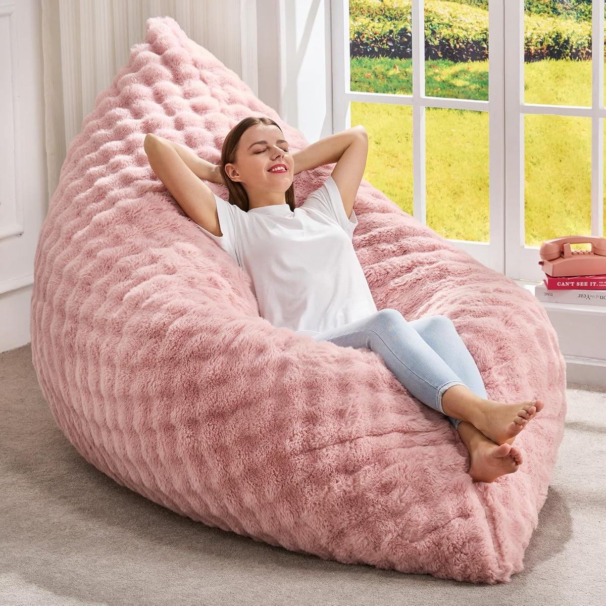 Hobestluk 3 in 1 Bean Bag Chair Giant Bean Bag Chairs Convertible Bean Bag Floor Cushion