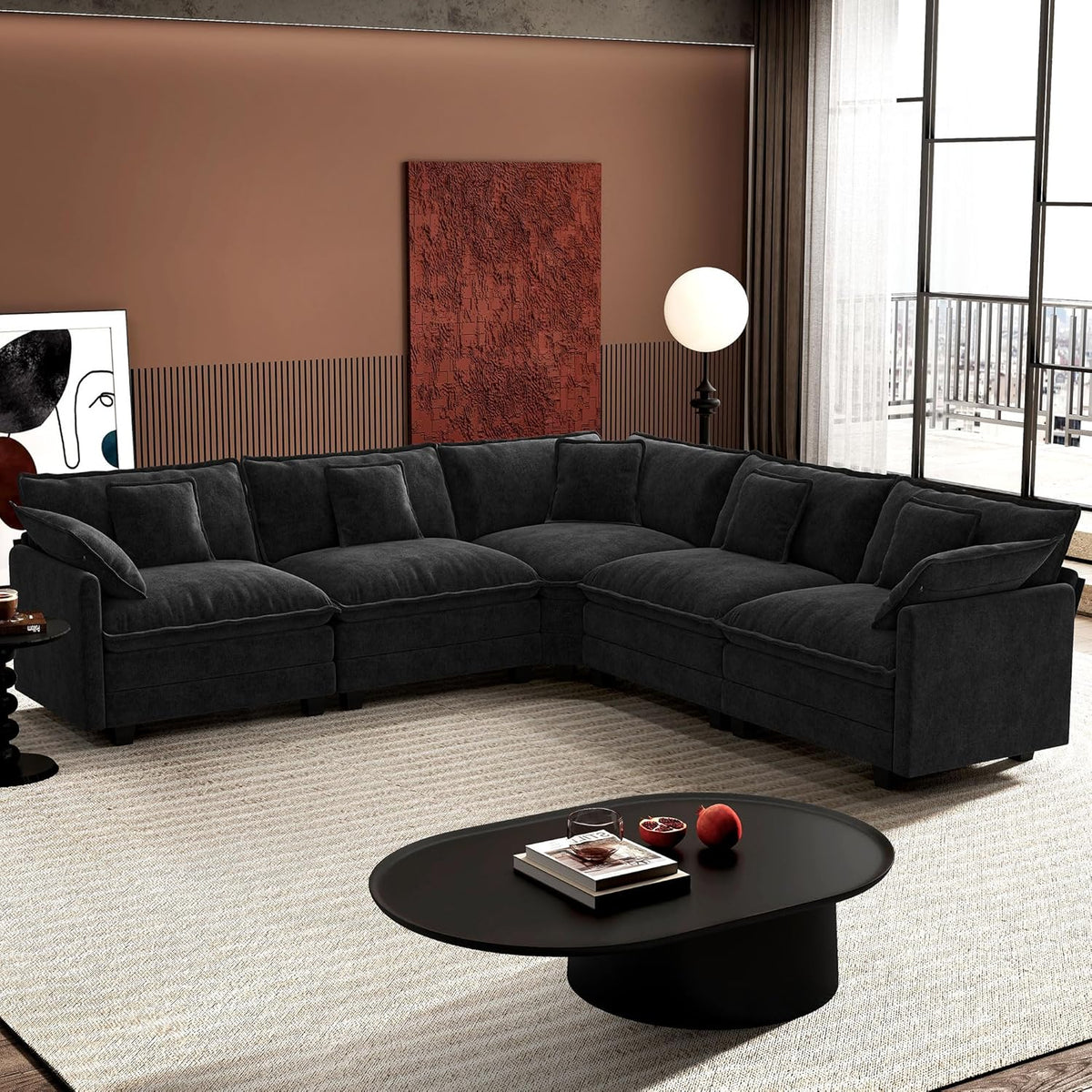 ihanherry 146-inch U-shaped modern sofa modular area cloud sofa
