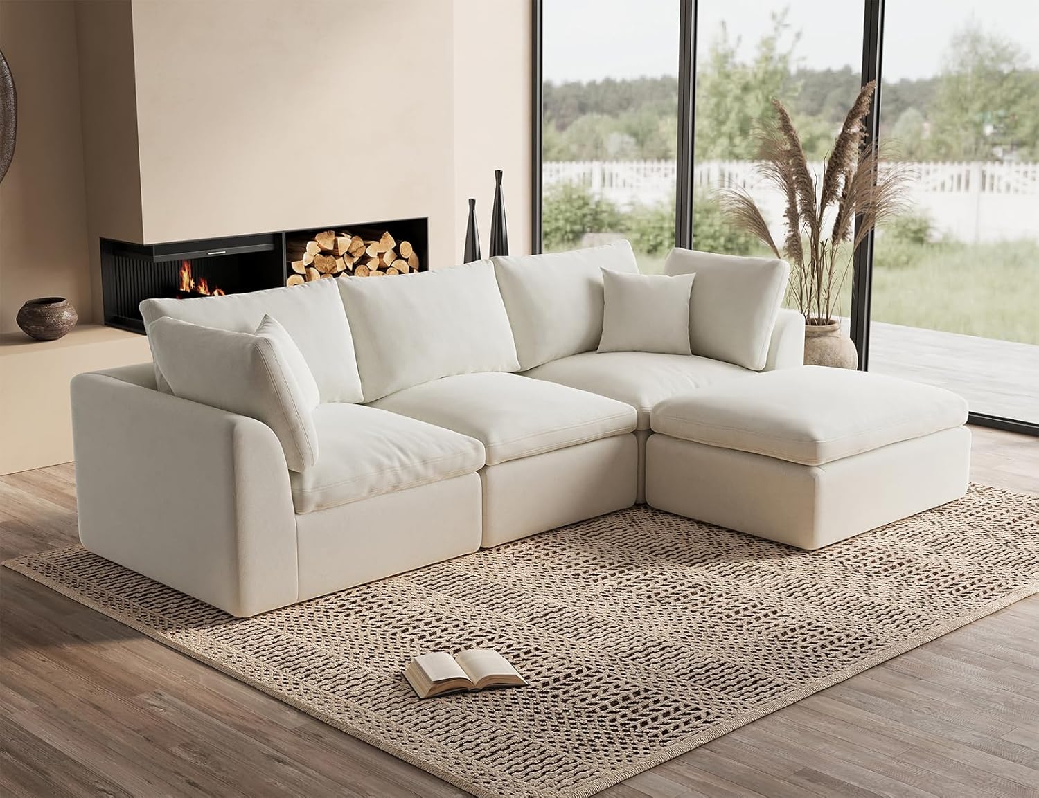 110 inch cloud sectional sofa for living room convertible L-shaped sofa 3 seater sectional sofa