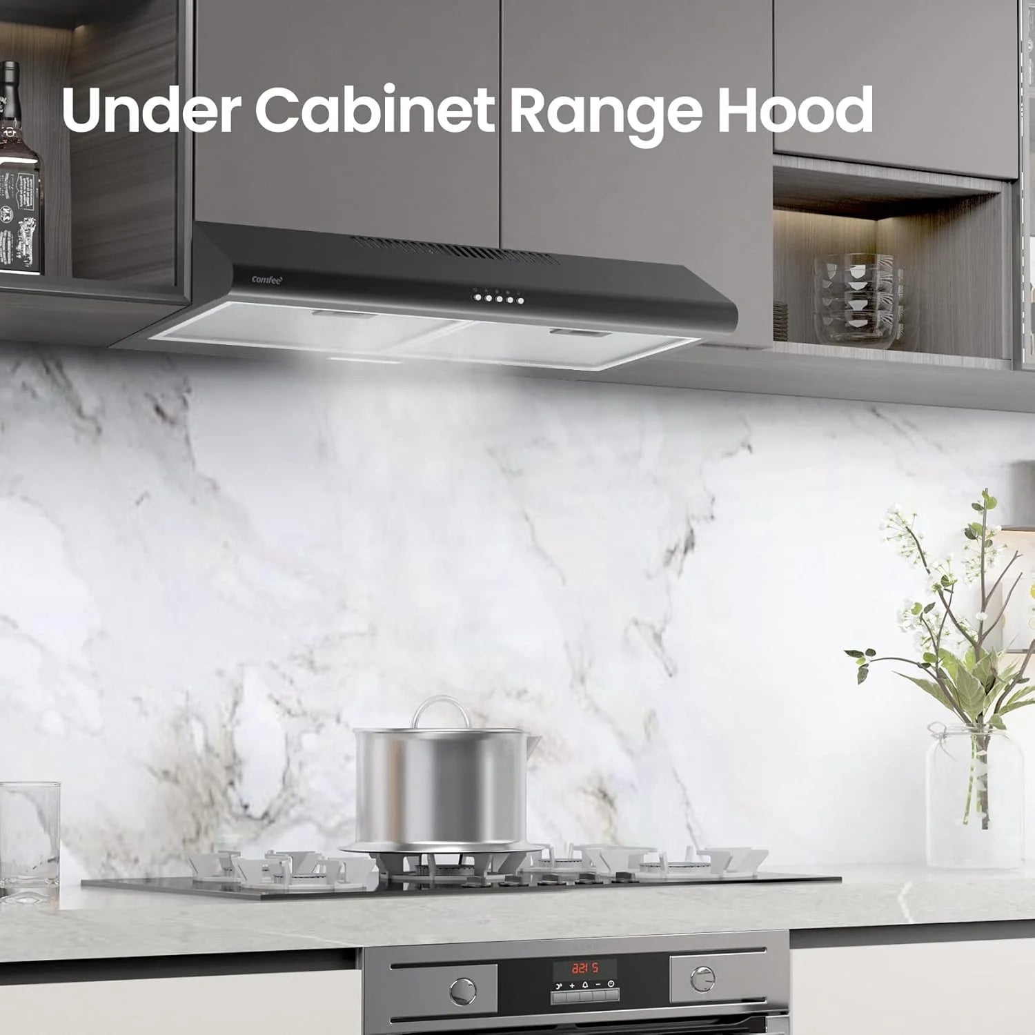 Comfee 30" Under Cabinet Ducted/Ductless Convertible Slim Vent Durable Stainless Steel Kitchen Reusable Filter